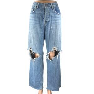 GRLFRND Bella Blue Low Rise Boyfriend Wide Leg Distressed Denim Jeans Pants 26